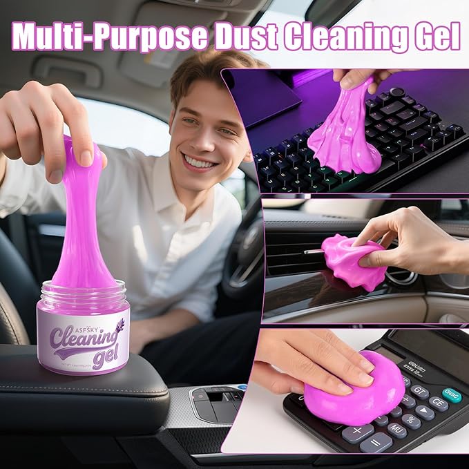 ASFSKY Car Cleaning Gel (Purple,Lavender) Cleaning Putty Universal Dust Cleaning Car Interior Cleaner Keyboard Dust Remover Car Slime Gifts for Men Women Girl（1 Pack）