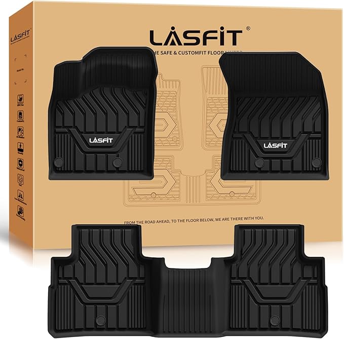 LASFIT Floor Mats for Nissan Rogue 2021-2026 (Not Fit Rogue Sport), Custom Fit All Weather Protection Durable TPE Floor Liners for Nissan Rogue S/SV/SL/Platinum 2021-2026 1st & 2nd Row Car Mats, Black