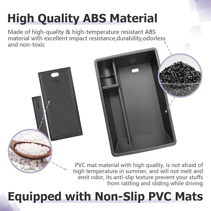 LUWU for 2019 2020 2021 2022 2023 2024 Audi Q3 Center Console Organizer 2024 2025 Audi Q3 Accessories 2024 2025 Audi Q3 F3 Armrest Console Organizer 2025 Q3 Audi Armrest Organizer Insert Tray (Black)