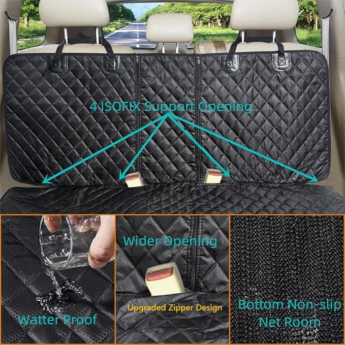 Dog Car Seat Cover for Back Seat Cover for Kids ISOFIX Car Seat Protector for Dogs Nonslip Water Proof Universal Fit Dog Car Seat Cover for Truck SUV(Large,Black)