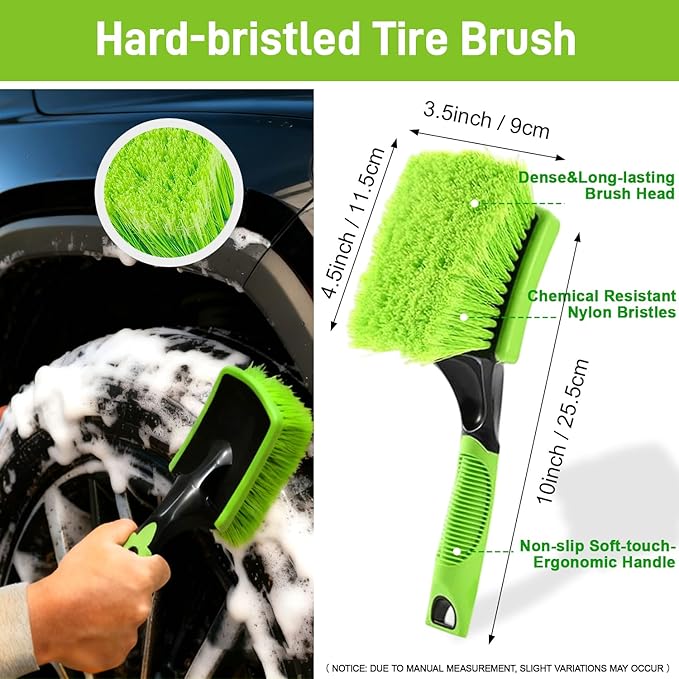 7PCS Car Wheel Brush Kit – XINDELL Rim & Tire Cleaning Brush Set, Scratch-Free Wheel Cleaning Kit for Cars, Rims & Tires – Auto Detailing Brush Set with Soft/Hard Bristles