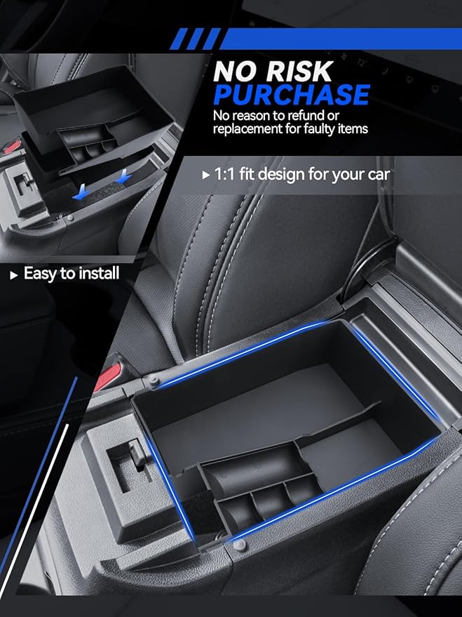 for Outback 2pcs Center Console Organizer Subaru Outback & Legacy 2021-2024 2025 Accessories Armrest Tray Middle Storage Box Insert Container Durable ABS Plastic (Upper & Lower 2 Packs Black)