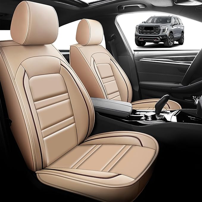 Seat Cover for gmc Yukon 2000-2025 | Car Seat Covers Front Seats, Waterproof Seat Protectors, Automotive Front Seat Covers (Front Seat, Beige)