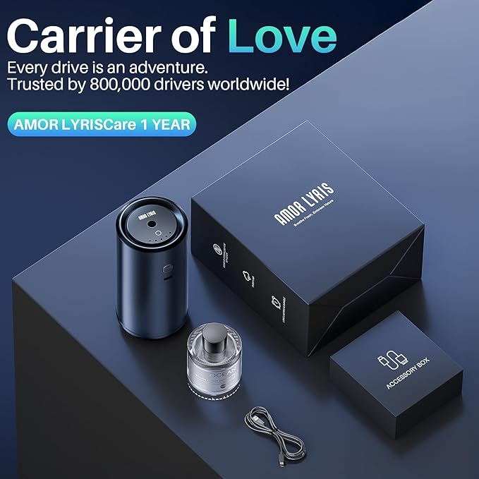 Smart Car Air Freshener Diffuser, Car Diffuser Air Fresheners Long Lasting with 100ml Capacity Essential Oil Last 6 Months, RGB Music Syncing Light, Auto On/Off, 5 Adjustable Car freshener, Freesia