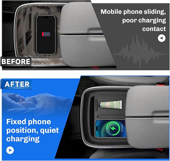 SXCY for 2024 2025 Rivian R1T/R1S Accessories 2022-2025 R1T/R1S Wireless Charging Protective Mats 2024 2025 R1T/R1S Center Console Inserts Liner Anti-Slip Anti-Dust Waterproof Mats
