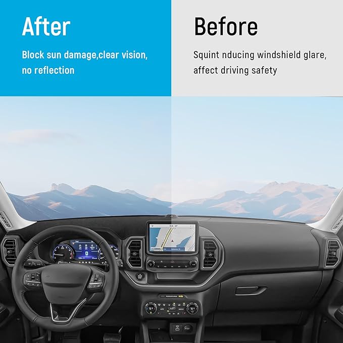 ZZEQYG Dash Cover for Ford Bronco Sport 2021 2022 2023 2024 Accessories Flannel Dashboard Cover Dash Mat Center Console Cover Sunshield Protector Pad