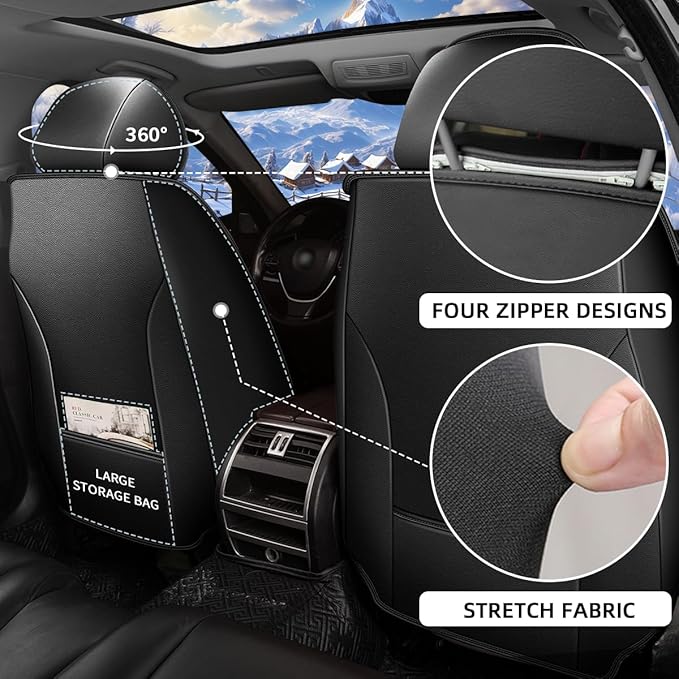 Seat Covers Fit for Chevrolet/Chevy Traverse LS/LS Fleet/L 2018-2024 2025 2 Rows of 5 Seats Seat Covers Breathable 3D Lumbar Support Faux Leather Protector Car Seat Covers (Black Line)