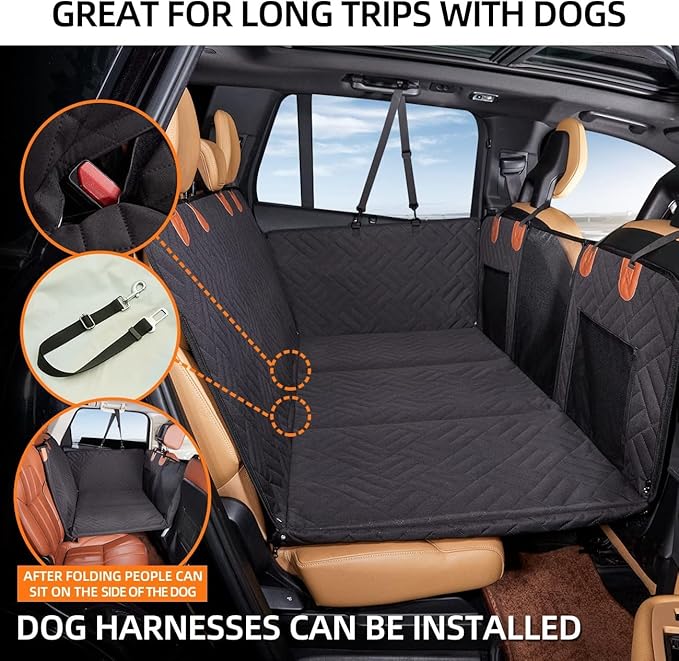 Dog Car Seat Cover, Waterproof Back Seat Protector, Universal Fit for Cars Trucks SUV, Black