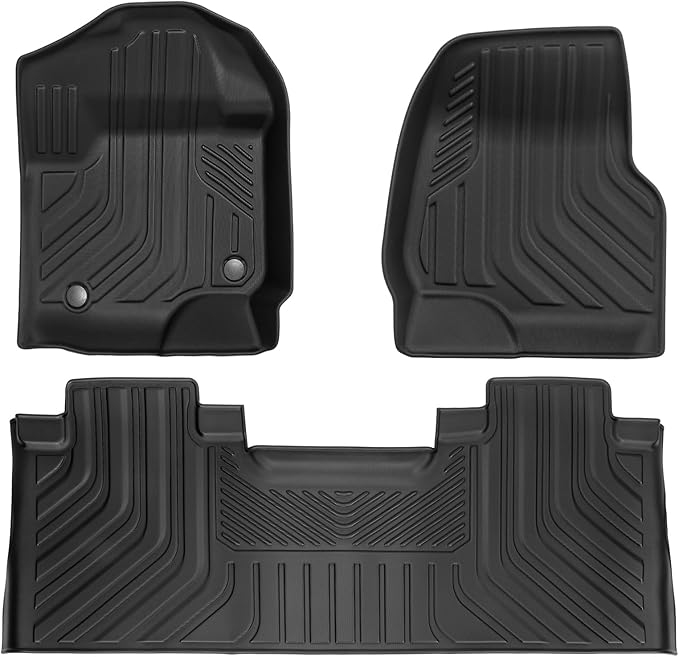 WEIZE Floor Mats Compatible with F250/F350, All Weather Floor Liners for 2017-2024 2025 Ford F-250/F-350 SuperCrew Cab Rear with Under Seat Fold Flat Storage,Set of 3