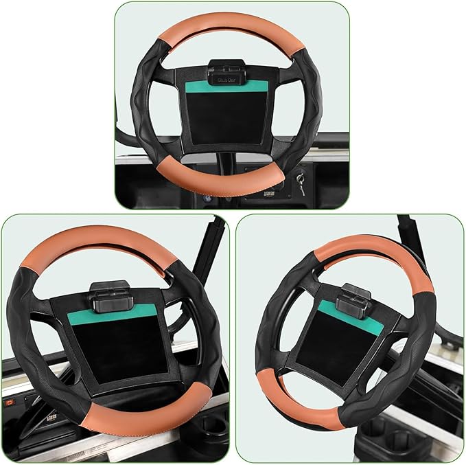 10L0L Golf Cart Steering Wheel Cover for Yamaha, Club Car DS & Precedent, 14 Inch Black Brown