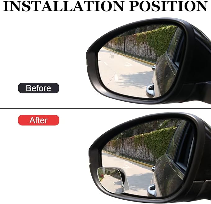 LivTee Blind Spot Car Mirror，Asymmetric Fan Shaped HD Glass Frameless Convex Rear View Mirror with wide angle Adjustable Stick for Cars SUV and Trucks, Pack of 2