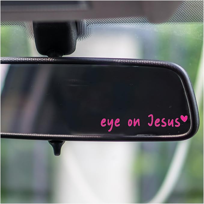 Rearview -Mirror -Decal Water Bottle -Stickers Affirmation Reminder Sticker Laptop Bumper Tumbler Vinyl Sticker Car Mirror Decal Funny Car Decor -Gift (Pink, Eye on Jesus)