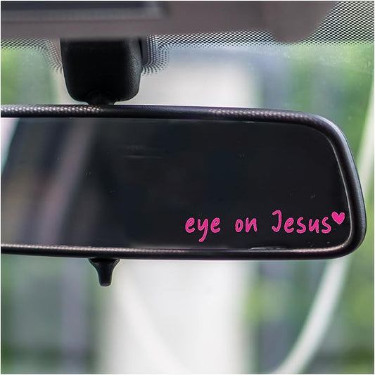 Rearview -Mirror -Decal Water Bottle -Stickers Affirmation Reminder Sticker Laptop Bumper Tumbler Vinyl Sticker Car Mirror Decal Funny Car Decor -Gift (Pink, Eye on Jesus)