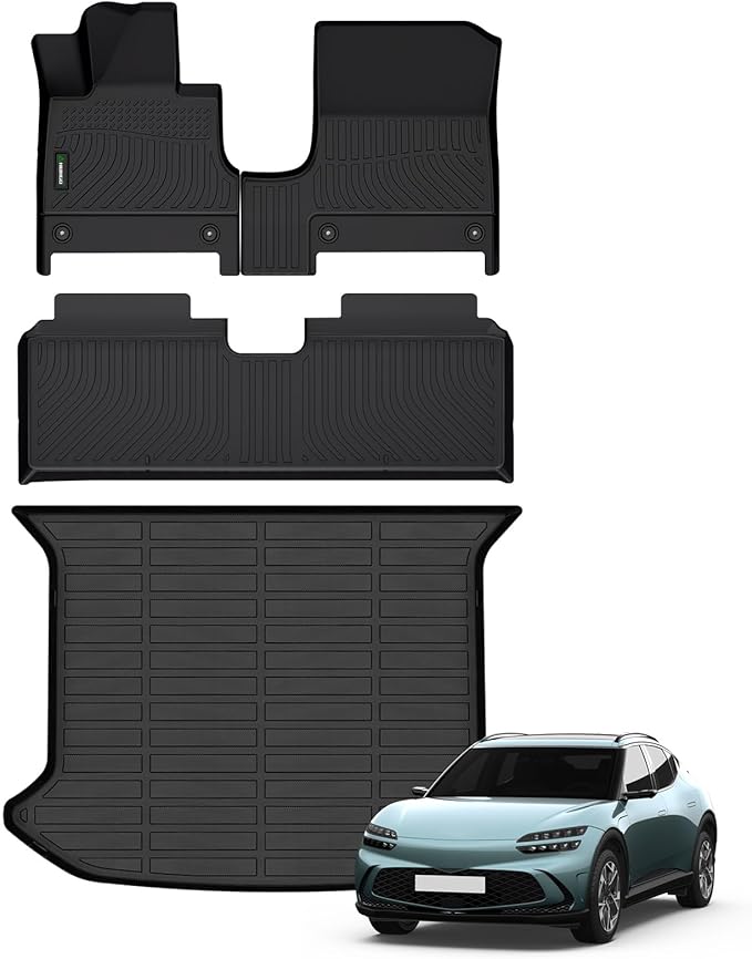 ANBINGO®-for Genesis GV60 Floor Mats 2026 2025 2024 2023,Car Mats for Genesis GV60 All Weather Floor Mats Cargo Liner Protection TPE Waterproof Non-Slip 1st & 2nd Row Set GV60 Accessories
