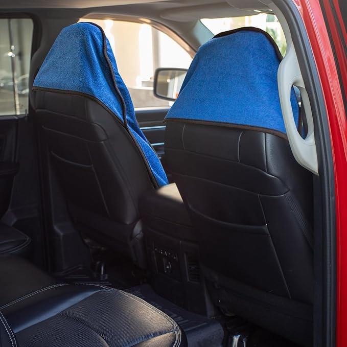 Leader Accessories 2pcs Waterproof Towel Front Seat Covers Blue Non-Slip Bucket Seat Dog & Kid Auto Protector