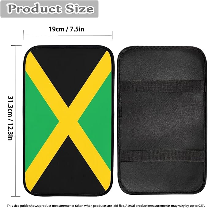 Vehicle Center Console Armrest Cover Pad, Universal Fit Soft Comfort Center Console Armrest Cushion for Car, Jamaica Flag