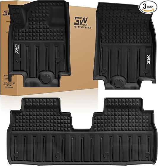 3W Floor Mats Fit for 2024-2025 2026 Chevrolet Chevy Equinox EV (Non Fuel), TPE All Weather Custom Fit for Chevrolet Equinox EV (Non Fuel) Accessories 1st and 2nd Row Full Set Car mats