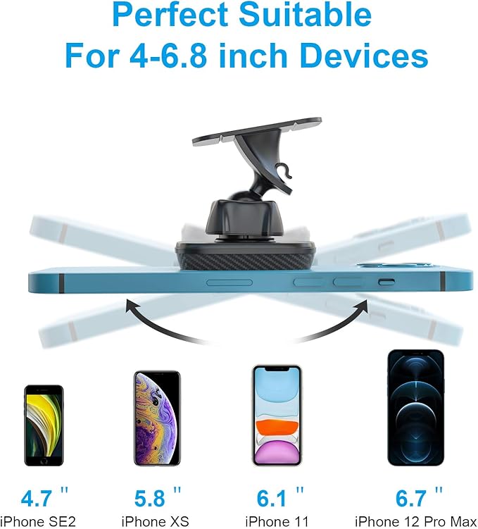 APPS2Car Magnetic Phone Holder for Car, Dashboard Magnetic Car Mount, 360° Rotation Magnet Phone Mount with Strong VHB Adhesive, for All Cell Phones