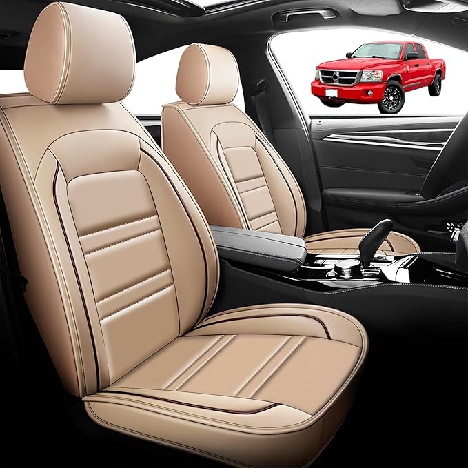 Seat Cover for Dodge Dakota 2000-2011 | Car Seat Covers Front Seats, Waterproof Seat Protectors, Automotive Front Seat Covers (Front Seat, Beige)