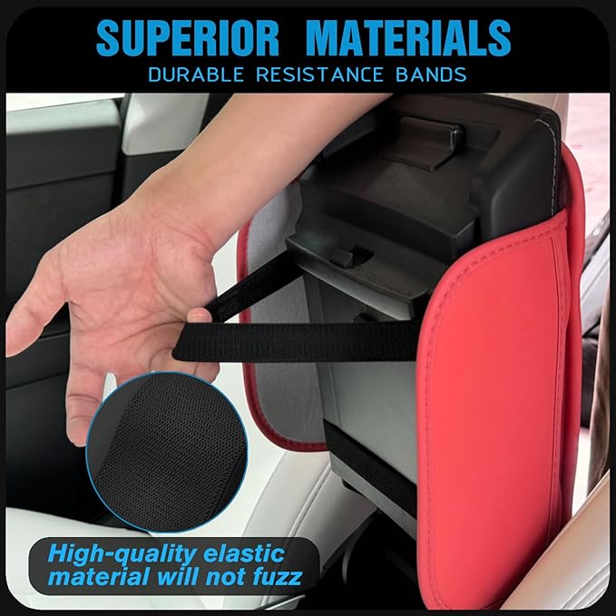 Upgraded Car Center Console Cover Microfiber Leather Armrest Cover Cushion with 2 Storage Bags&Universal Car Armrest Storage Box Universal Car Interior Accessory (2 Pockets, Red)