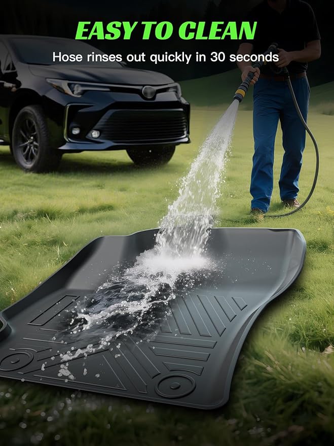 TPE All-Weather Floor Mats for Toyota Corolla Sedan 2020-2023 2024 2025 | Custom Fit Heavy Duty Truck Floor Liners | Front & Rear Row Protection | Durable, Odorless, Accessories (3-Piece Set, Black)