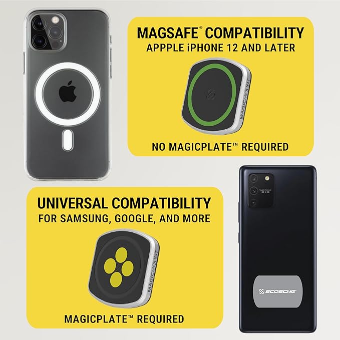 Scosche MP2WDHD MagicMount™ Pro2 Heavy Duty, Extra-Strong Suction Cup Cell Phone Mount, Windshield/Dashboard Magnetic Phone Holder with Anti-Shake Stabilizer for iPhone, Android, Tablet, Car, Truck