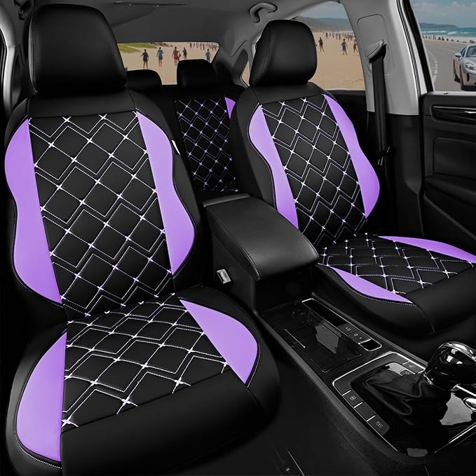 Road Comforts Seat Covers, Premium Leather Car Seat Covers Full Set for Women Girls,Airbag Compatible, Automotive Seat Covers Universal Fit Most Cars,Vans,Truck,SUV