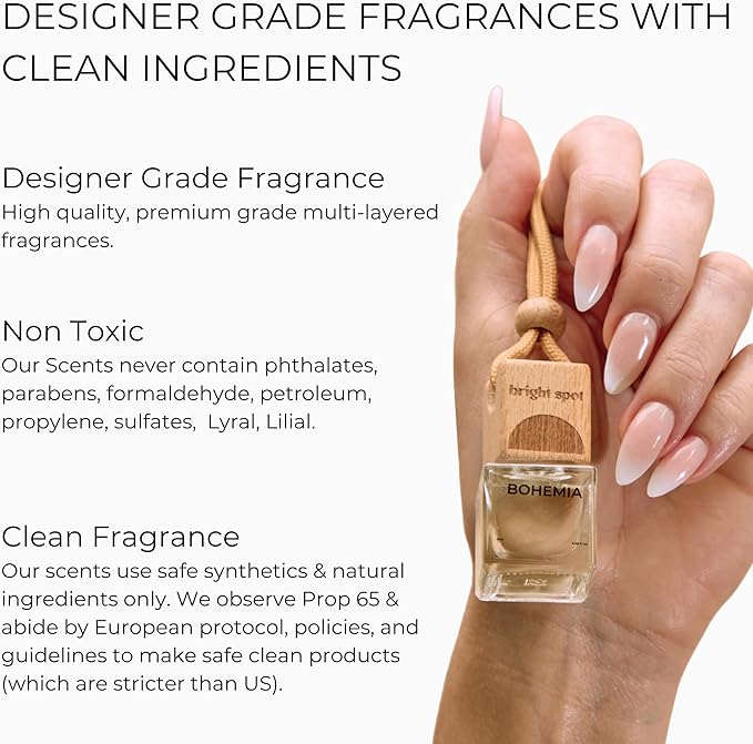 Bright Spot Lush Car Air Freshener - Premium Car Hanging Diffuser, Long-Lasting Fragrance up to 120 days for Auto & Home | Light, Woody & Musk | Cardamom, Lily, Santal, Musk | Non-Toxic, Cruelty-Free