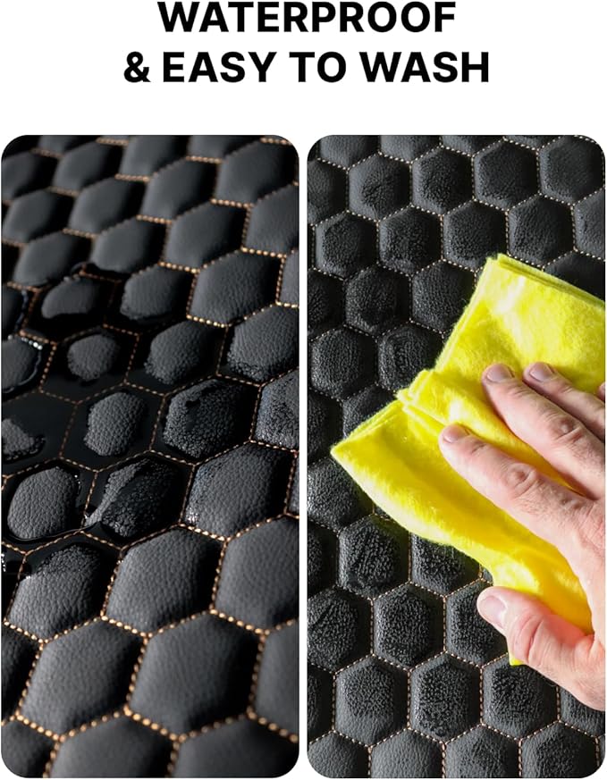 Owleys Premium Leather Car Seat Protector 2 Pack for Child Car Seat Cover from Dirt - Infant Car Seat Protector for Back Seat/Front Booster Under Baby Waterproof Hexy