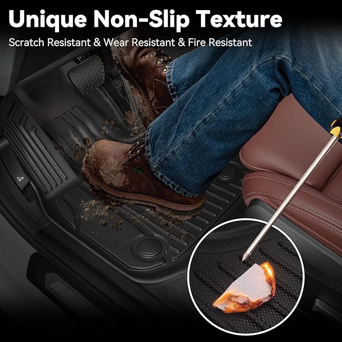 AOMSAZTO Floor Mats for 2014-2018 Chevy Silverado/GMC Sierra 1500 Crew Cab, 2015-2019 Silverado/Sierra 2500 HD / 3500 HD Crew Cab, 1st & 2nd Row Car Liner