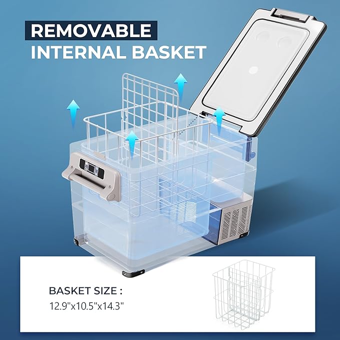 EUHOMY 12 Volt Refrigerator, 47QT Electric Cooler, 12V Fridge APP Control, 12V Cooler -4℉~68℉, Portable Freezer 12/24V DC 110-240V AC for Camping, Travel, Truck, Home