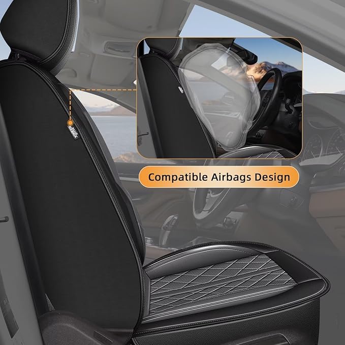 Seat Covers Fit for Chevrolet Chevy Traverse 2018-2023 2024: Full Set Breathable Leather Car Seat Covers - Automotive Interior Seat Cushion Protector (2 Rows 5 Seats, Black & Grey)