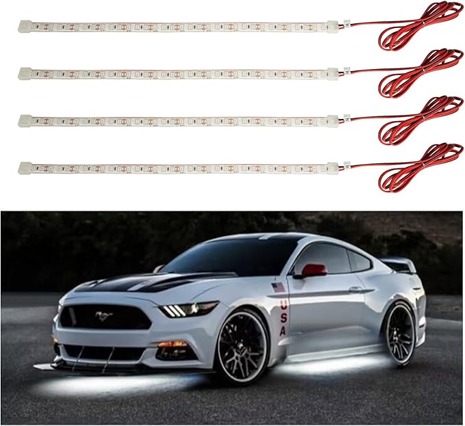 YM E-Bright Golf Cart Light 30CM 36SMD DC12V Waterproof LED Strip for Car Interior & Exterior Decoration DRL Day Running Light,White(Pack of 4)