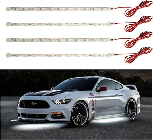 YM E-Bright Golf Cart Light 30CM 36SMD DC12V Waterproof LED Strip for Car Interior & Exterior Decoration DRL Day Running Light,White(Pack of 4)