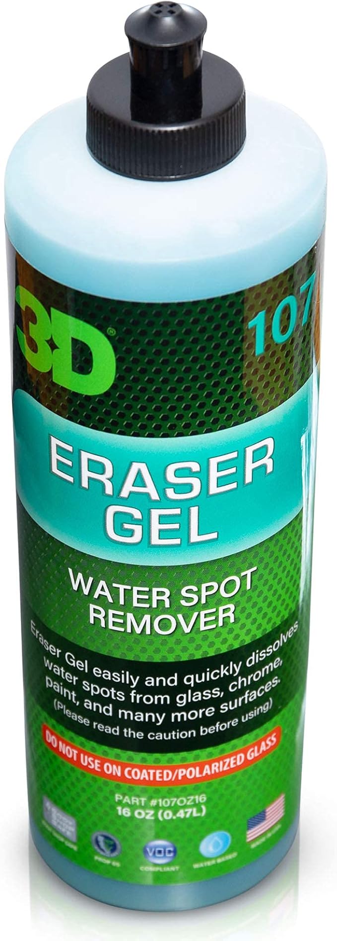 3D Eraser Gel Water Spot Remover – Acidic Gel Formula for Hard Water Spots & Mineral Deposits – Safe for Paint, Glass, Chrome, Plastic & Metal - 16 oz