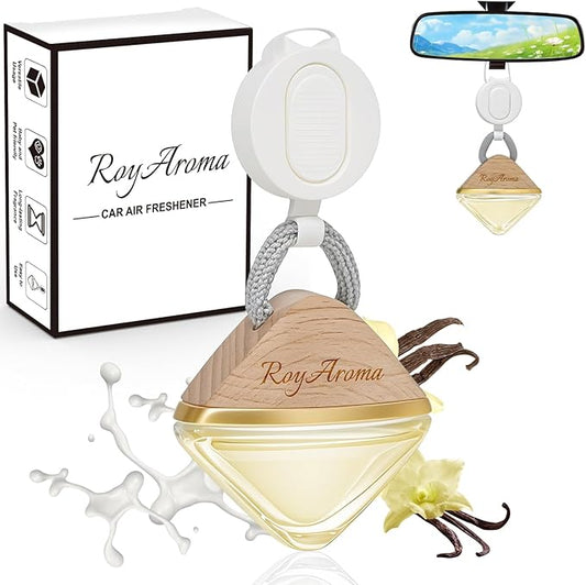 Vanilla Car Air Fresheners Long Lasting, Hanging Car Fresheners for Women & Men, Luxury Perfume Essential Oil Cars Diffuser | Adjustable Rope Auto Air Freshener