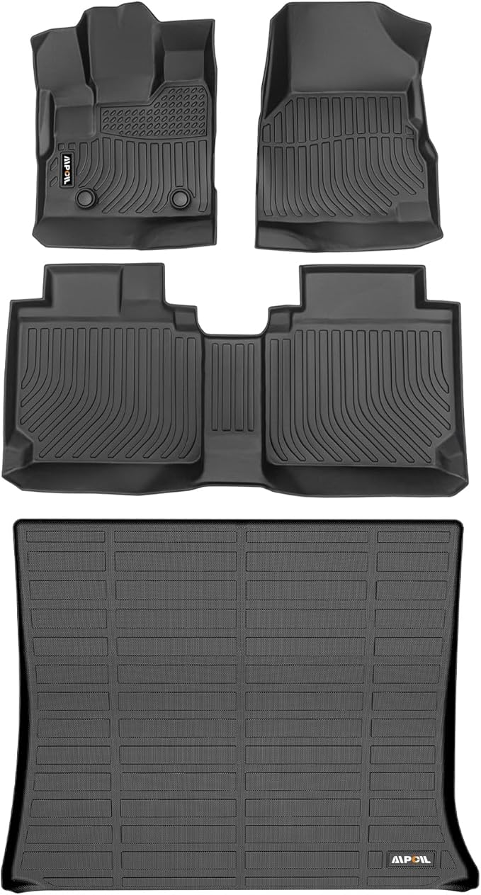 AIPOIL® Floor Mats & Cargo Liner Set for 2012-2017 Chevy Equinox & GMC Terrain All Weather Protection TPE Anti-Slip Automotive Full Set Custom Chevrolet Equinox Car Mats Accessories - Black