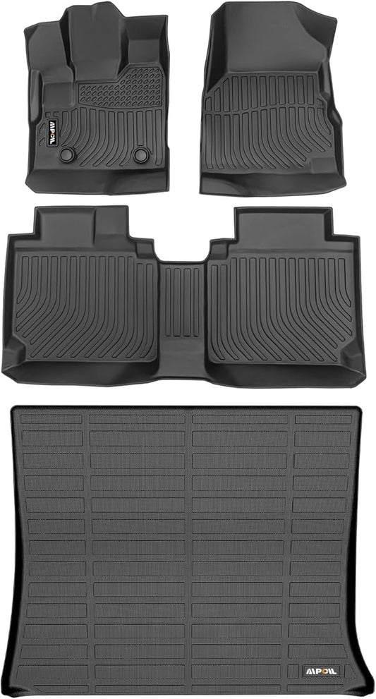 AIPOIL® Floor Mats & Cargo Liner Set for 2012-2017 Chevy Equinox & GMC Terrain All Weather Protection TPE Anti-Slip Automotive Full Set Custom Chevrolet Equinox Car Mats Accessories - Black