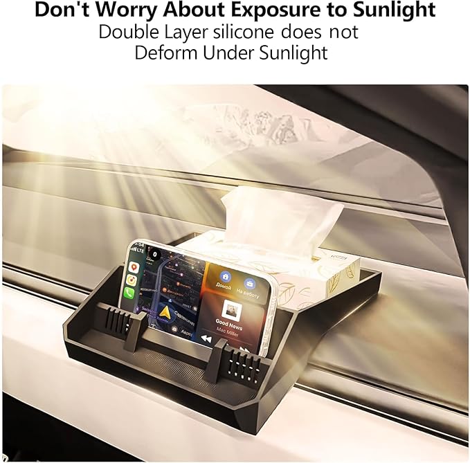 Tesla Cybertruck Hidden Screen Dash Storage Tray Cybertruck Center Console Organizer Dashboard Behind Screen Storage Box Phone Holder Safer Driving Avoid Distractions Cybertruck Accessories 2025 2024