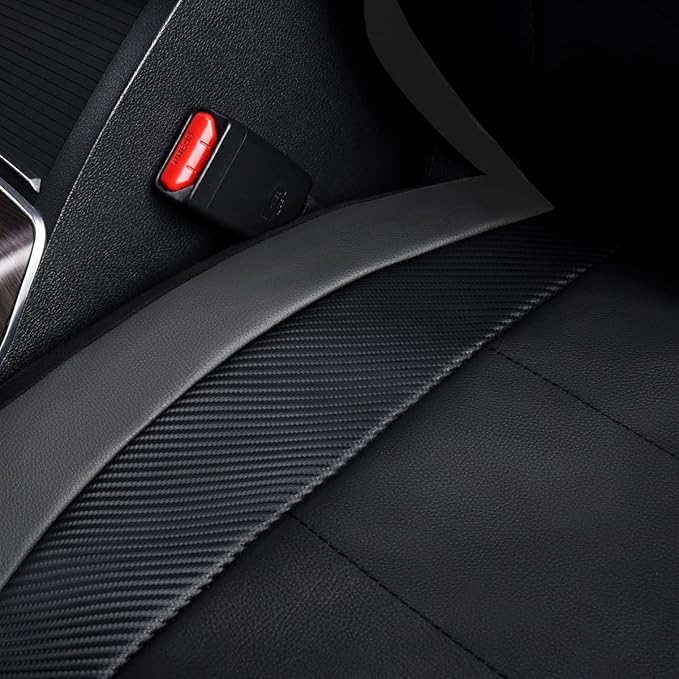 Flying Banner car seat Covers Protects Water Proof Faux Leather Carbon Fiber Front and Rear Bench (Gray Black, Full Set - 9PCS)