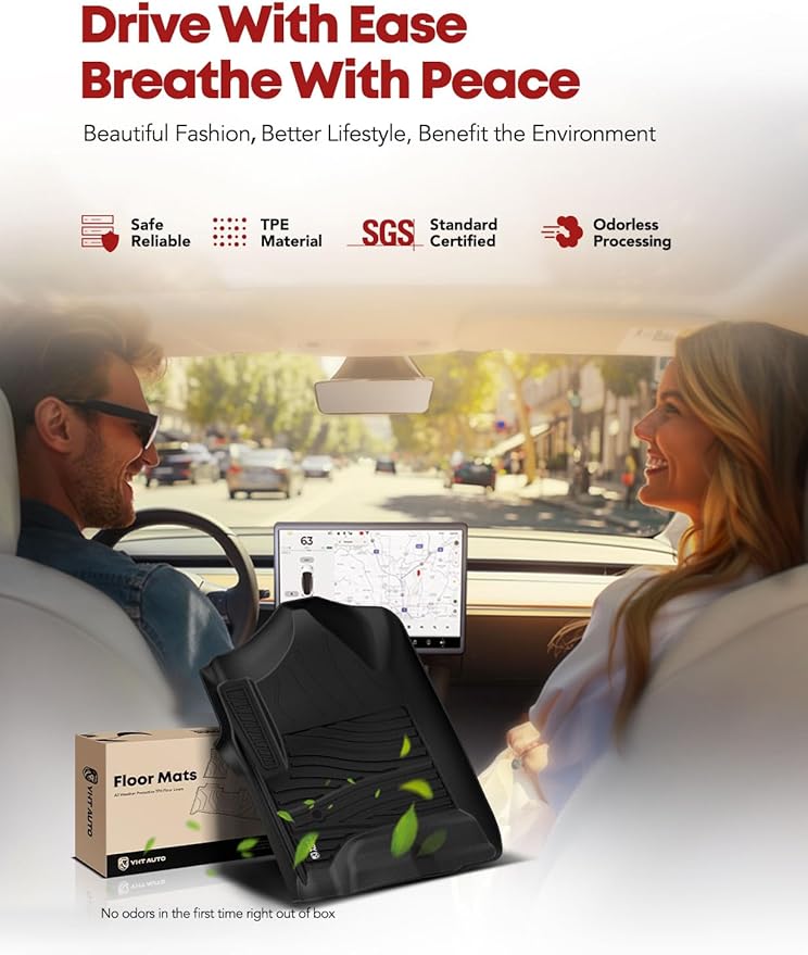 YHTAUTO Floor Mats Fit Chevy & GMC & Cadillac Models-Silverado, Suburban, Tahoe, Sierra, Yukon, Escalade, TPE All Weather Car Mats Waterproof Odorless Floor Liner