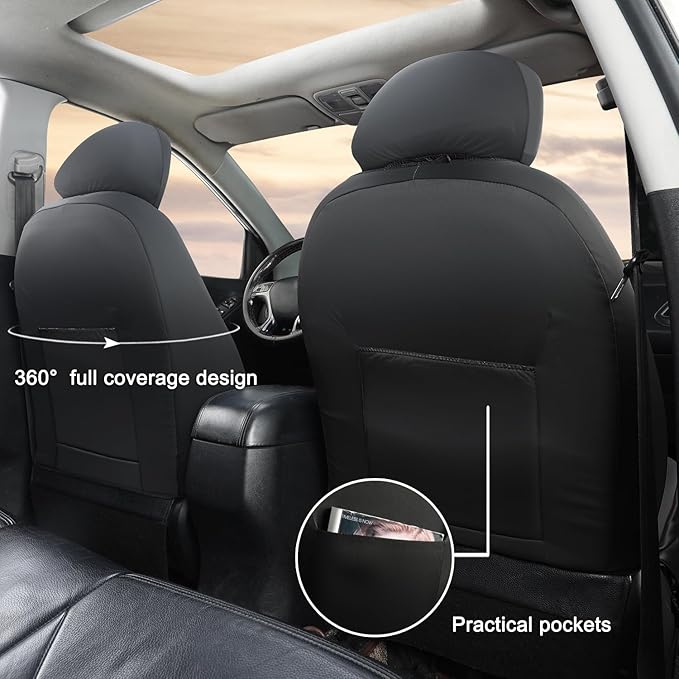 GIANT PANDA Front Car Seat Cover for Hyundai, Leather Bucket Seat Covers Custom Fit Hyundai Sonata Elantra Santa Fe Tucson Accent Kona Palisade Genesis Venue Ioniq(Blue+Black) 2-Pack