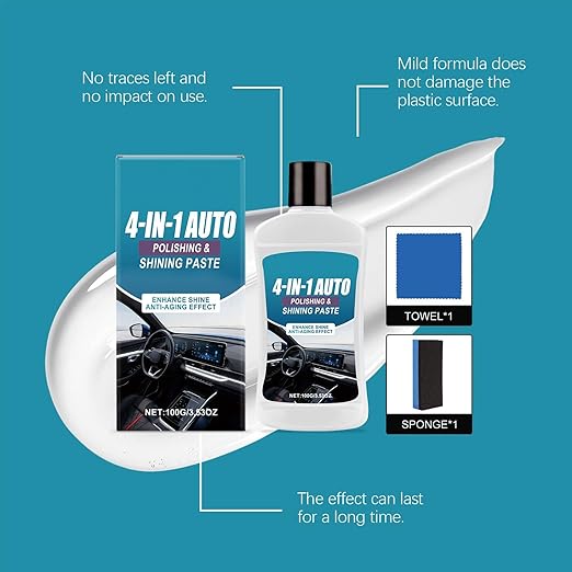 Polishing Cleaner Car Interior - 100g Wax Restorer Polish,Car Cleaner,for Seat Dashboard Detailing Auto Care Leather Trims Hard Panels Maintenance