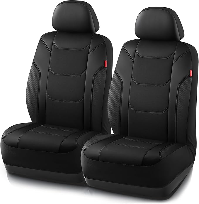 Rubbermaid Leather Car Seat Cover – Universal Front Seat Cover, Airbag Compatible, Easy to Install, Water-Resistant and Durable Automotive Seat Cover for Cars, Trucks, SUVs, Vans – Black