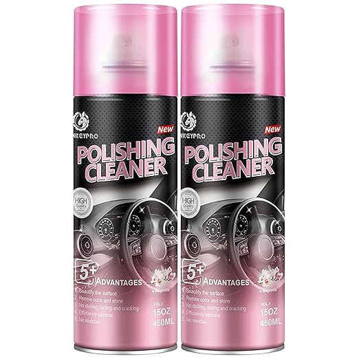 Polishing Cleaner, Car Interior Cleaner Spray - Repels Dust & Staining, Restores & Protects Plastic, Vinyl, Leather Seats - UV Guard, Anti-Aging, 15 Fl Oz Interior Detailer with Iron Can(2 x 15oz)