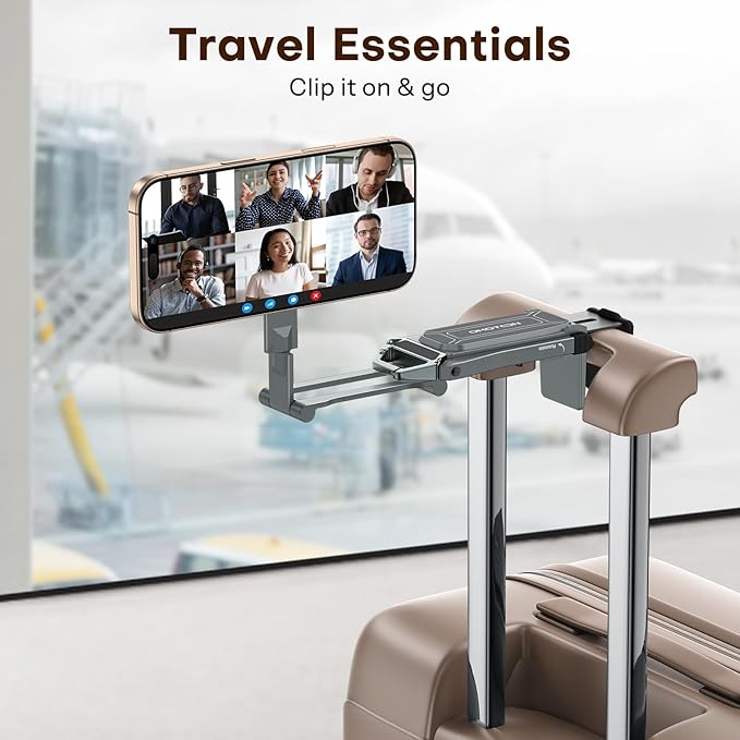 OMOTON 360°Rotating for MagSafe Tripod Mount, Adjustable Aluminum Magnetic Phone Tripod for iPhone 17/16/15/14 Pro Max Air, Foldable Cell Phone Stand Fits Vlog, Gym, Travel Essentials, Gray