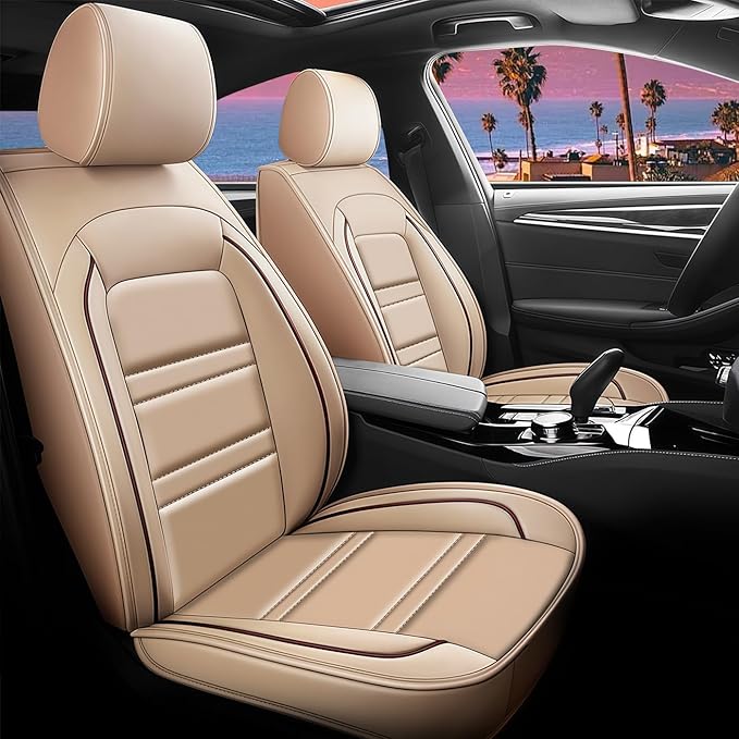 Seat Cover for Chevy Silverado 2007-2025 | Car Seat Covers Front Seats, Waterproof Seat Protectors, Automotive Front Seat Covers (Front Seat, Beige)