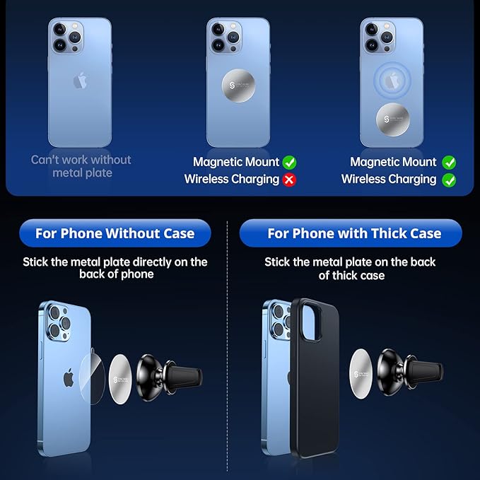 SYNCWIRE Magnetic Phone Holder for Car, Super Strong Magnet Phone Holder Mount Air Vent 360° Rotatable Cell Phone Holder Mount for Car Compatible iPhone 17 16 15 14 13 12 11 Pro Max, X XS XR,Android
