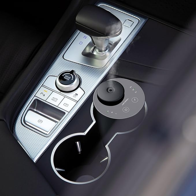 Airversa Waterless Essential Oil Diffuser Starter Kit with 4 x 10mL Fragrance Scent Oil, Battery Operated Mini Scent Air Machine Portable Diffuser for Home Car Office, ANX Black Kit01