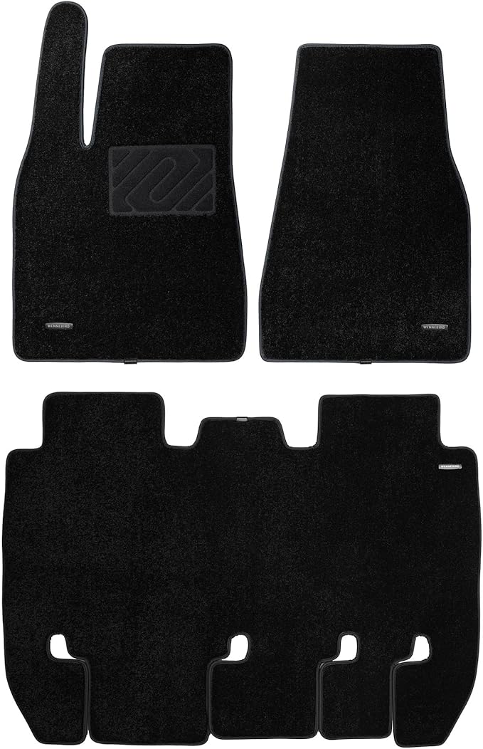 WENNEBIRD Superior Carpet Floor Mats for 2021-2025 Tesla Model X 5 Seats (Not for 6 Seats & 7 Seats), 0.6-Inch Ultra-Thick, Noise-Reducing, All-Weather Waterproof Anti-Slip – 3-Pc Set